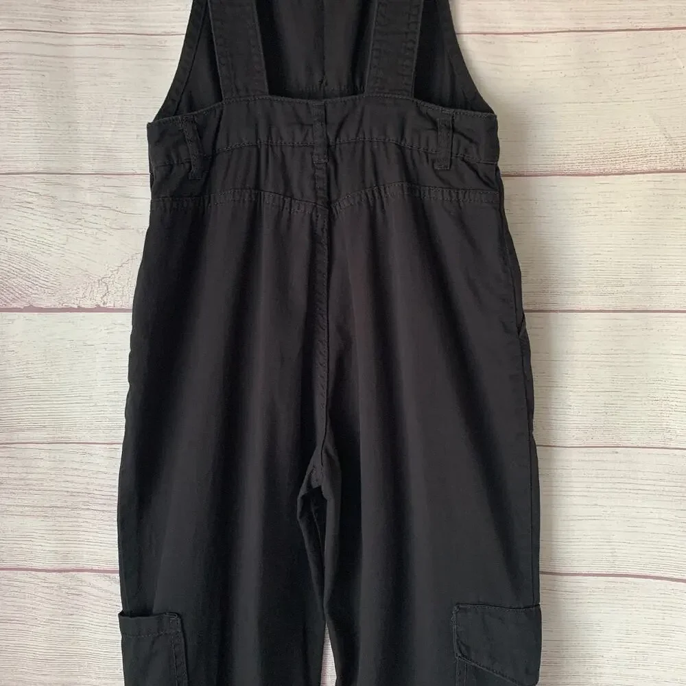 H&M Divided Black Bib Overall Jumpsuit Joggers Cargo Utility Size 0